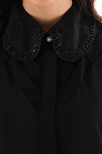 PM Collar Beaded Shirt Black