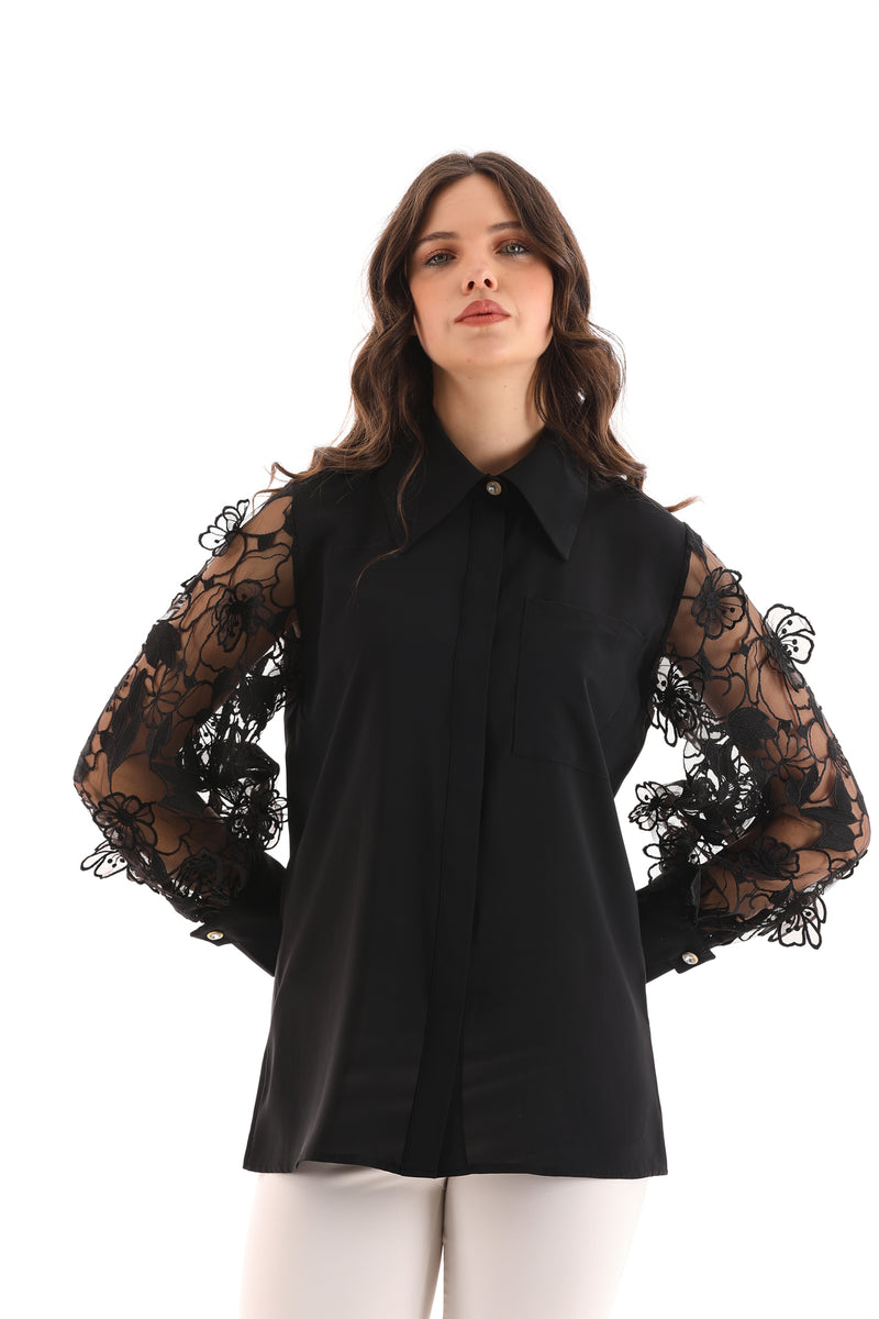 PM Arm Detailed Shirt Black
