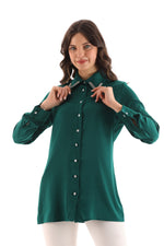 PM Rhinestone Dtld Shirt Emerald
