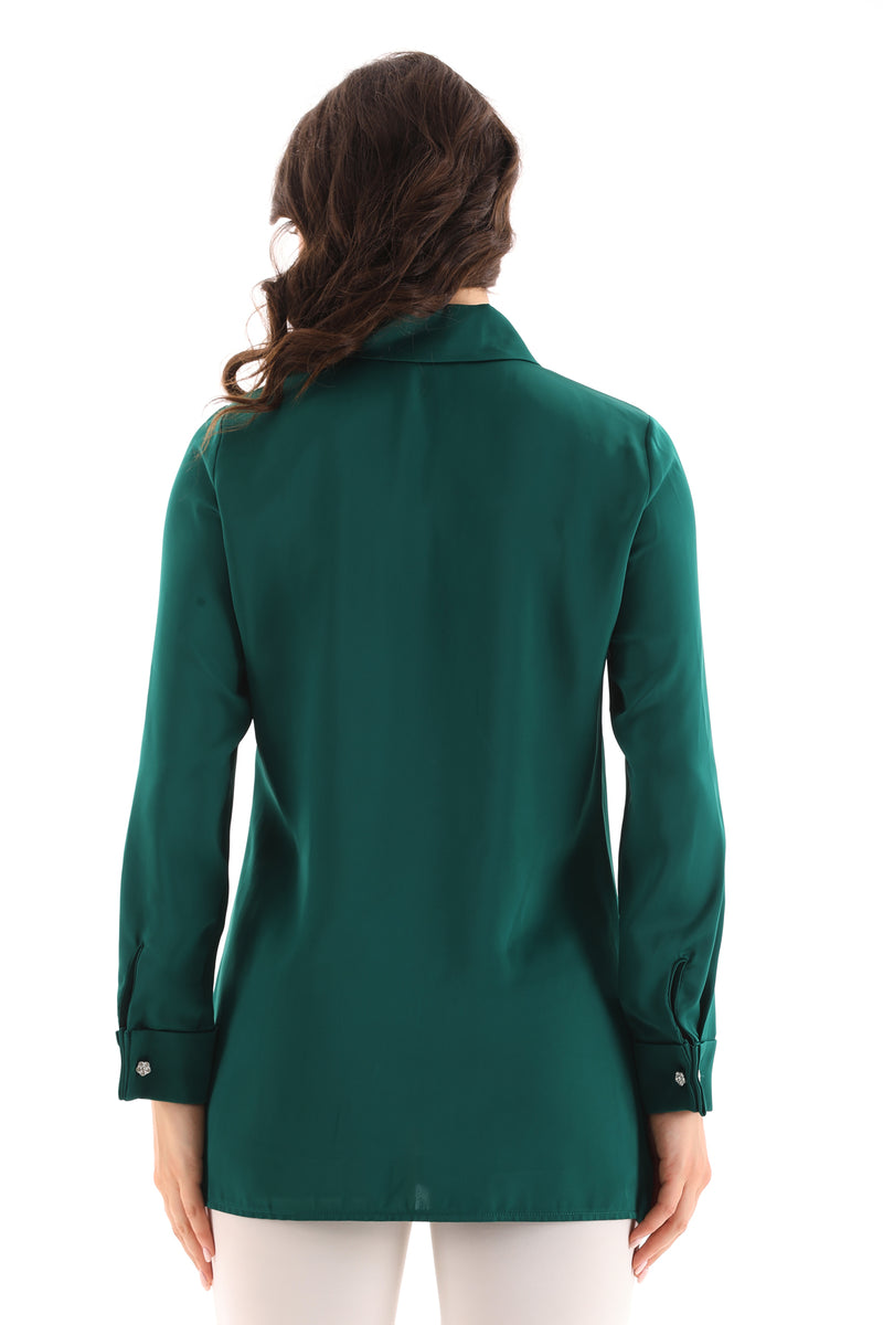 PM Rhinestone Dtld Shirt Emerald