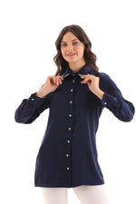 PM Rhinestone Dtld Shirt Navy Blue