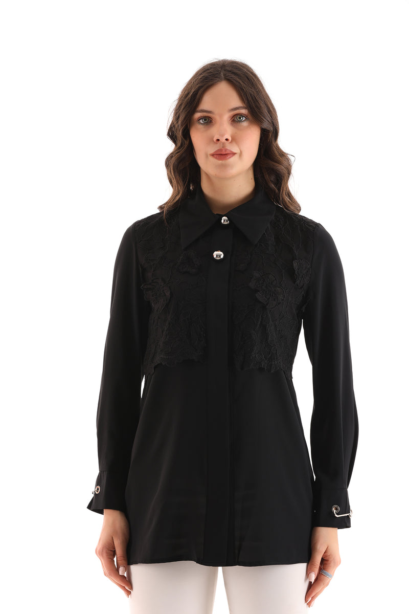 PM Embroidered Blouse Black