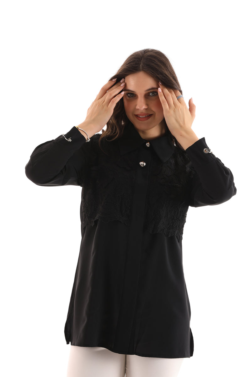 PM Embroidered Blouse Black