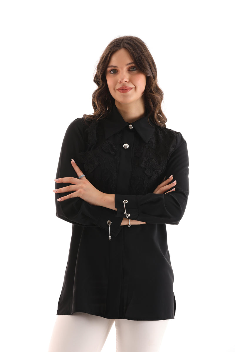 PM Embroidered Blouse Black