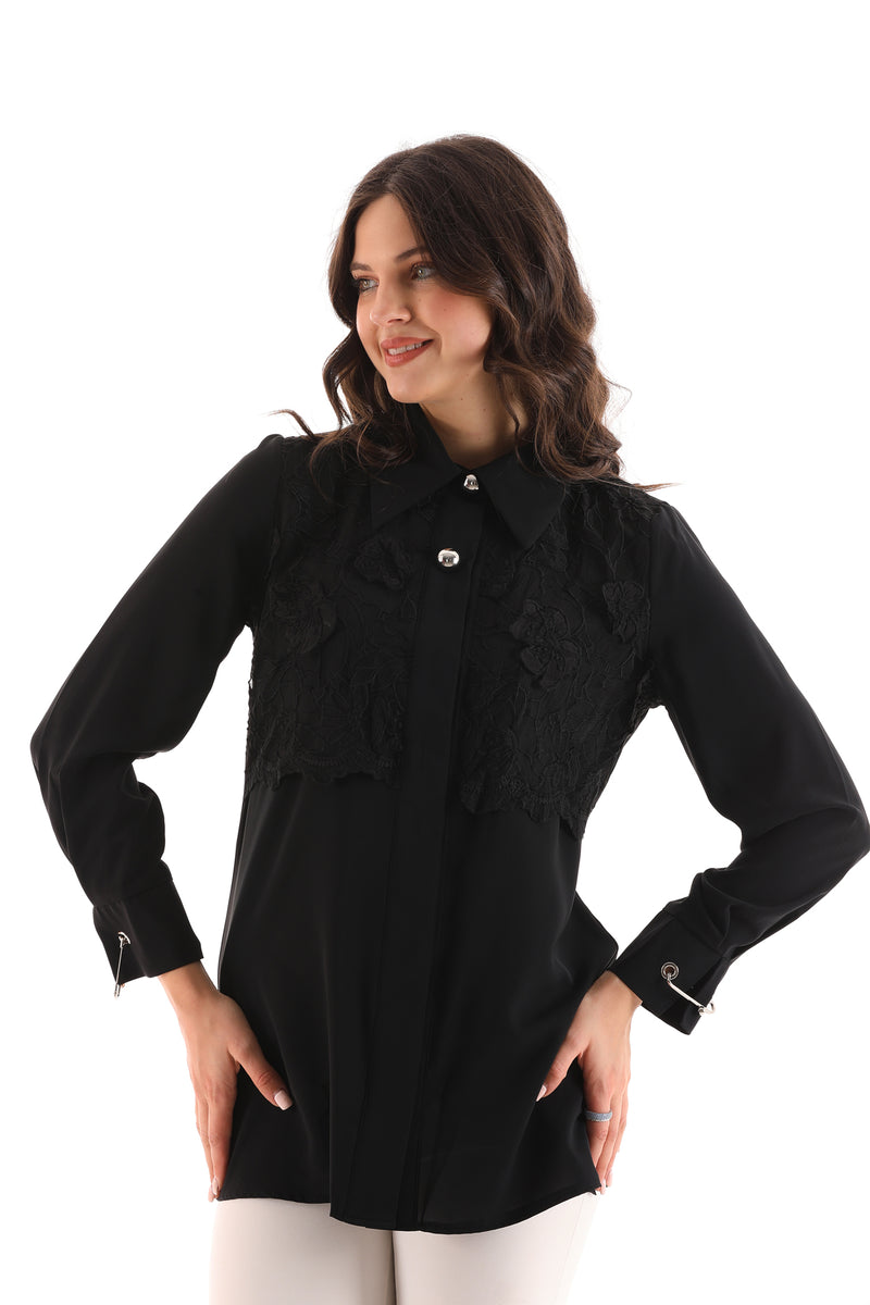 PM Embroidered Blouse Black