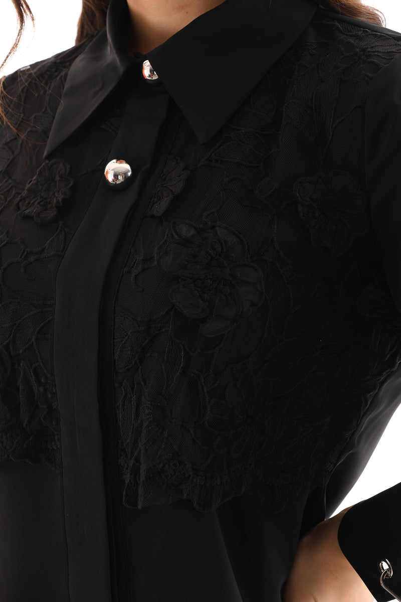 PM Embroidered Blouse Black