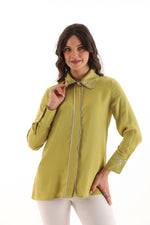 PM Embroidered Collar Blouse Pistachio Green