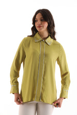PM Embroidered Collar Blouse Pistachio Green