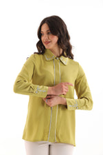 PM Embroidered Collar Blouse Pistachio Green