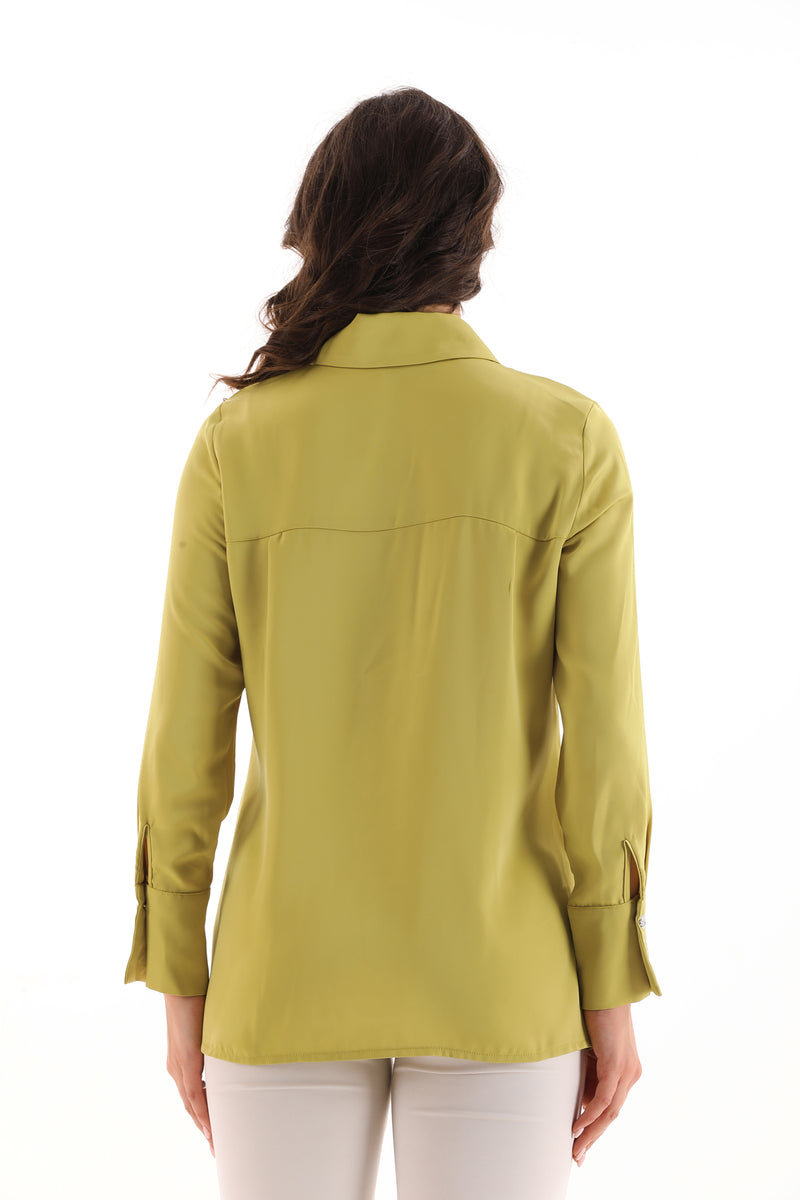 PM Embroidered Collar Blouse Pistachio Green