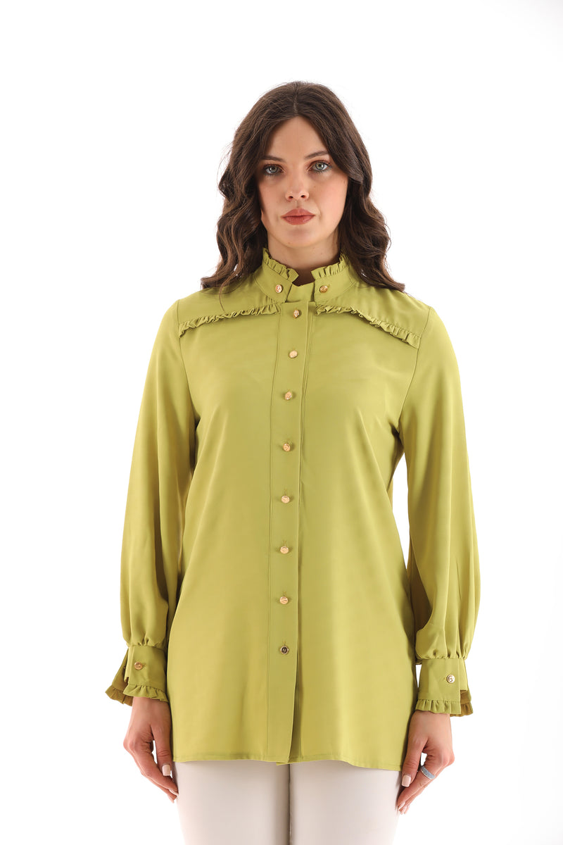 PM Frilled Detailed Shirt Pistachio Green