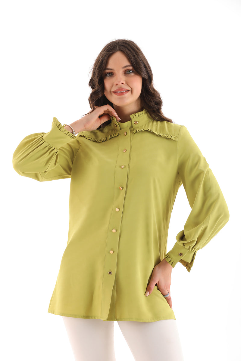 PM Frilled Detailed Shirt Pistachio Green