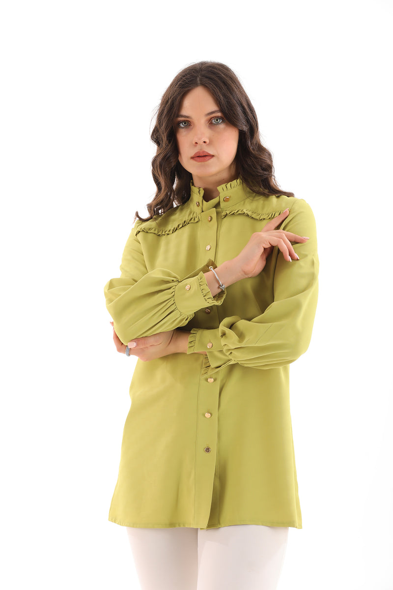 PM Frilled Detailed Shirt Pistachio Green
