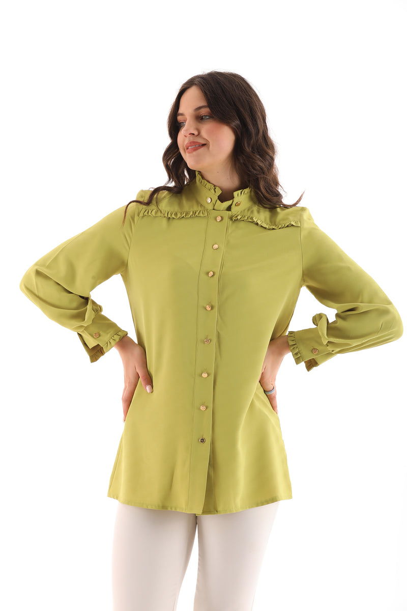 PM Frilled Detailed Shirt Pistachio Green