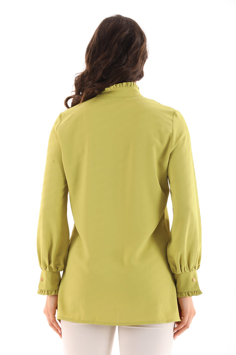PM Frilled Detailed Shirt Pistachio Green