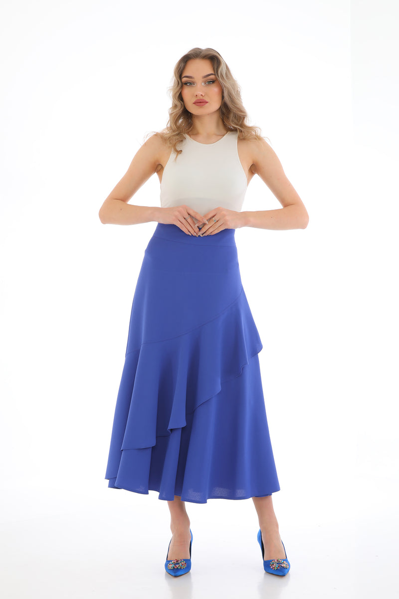 SZ Ruffled Detailed Skirt Blue