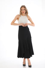 SZ Ruffled Detailed Skirt Black