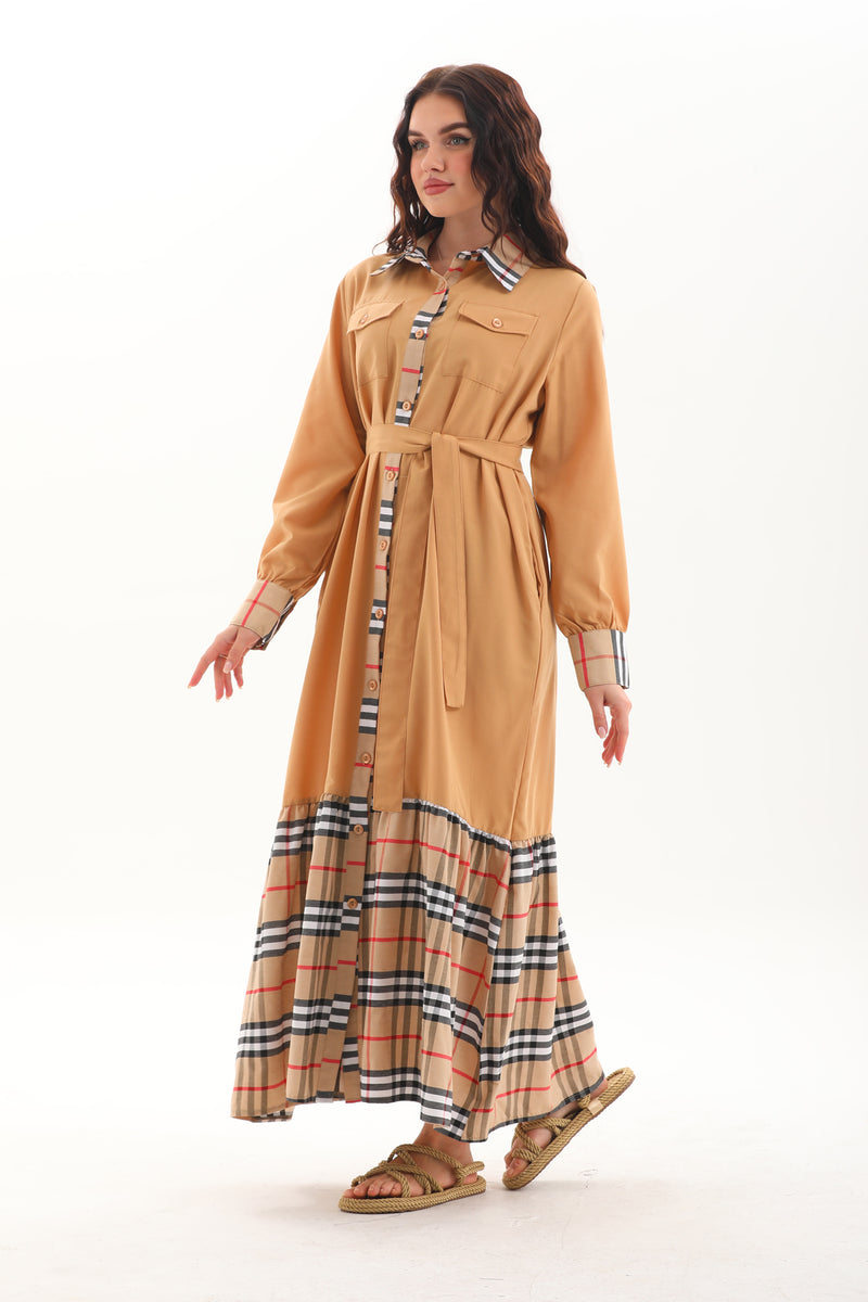 A&M Burberry Detailed Dress Beige