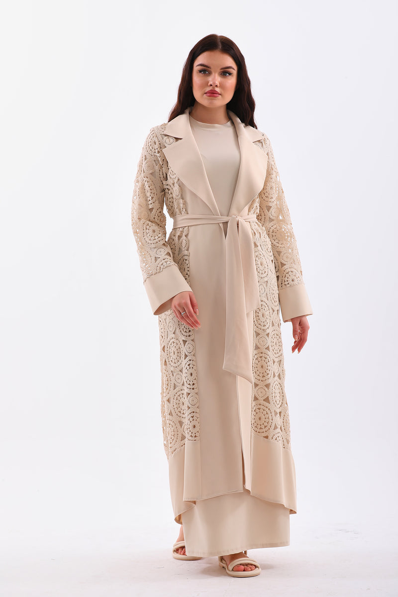 ETC Avalon Lace Abaya Beige