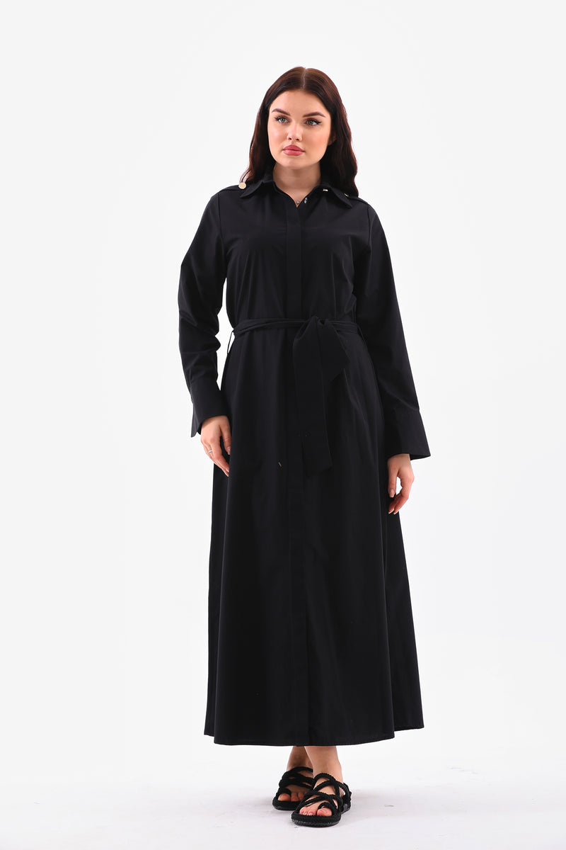 B&A Cotton Long Dress Black