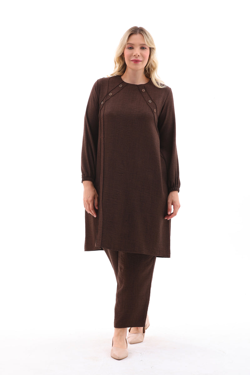 MSB Nervur Tunic Set Brown