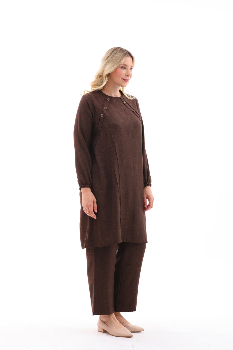 MSB Nervur Tunic Set Brown