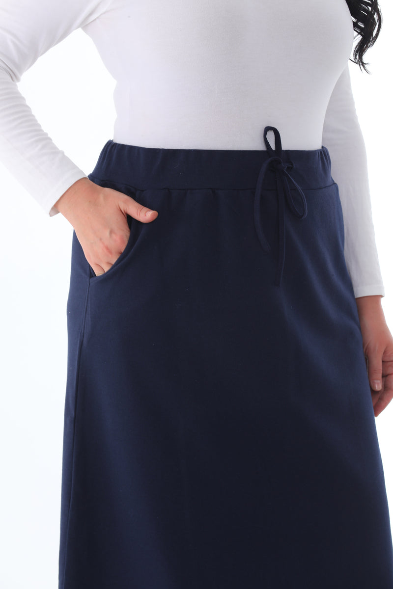 Bwst 0152 Cotton Skirt Navy Blue
