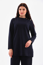 B&A Shoulder Button Sweatshirt Navy Blue