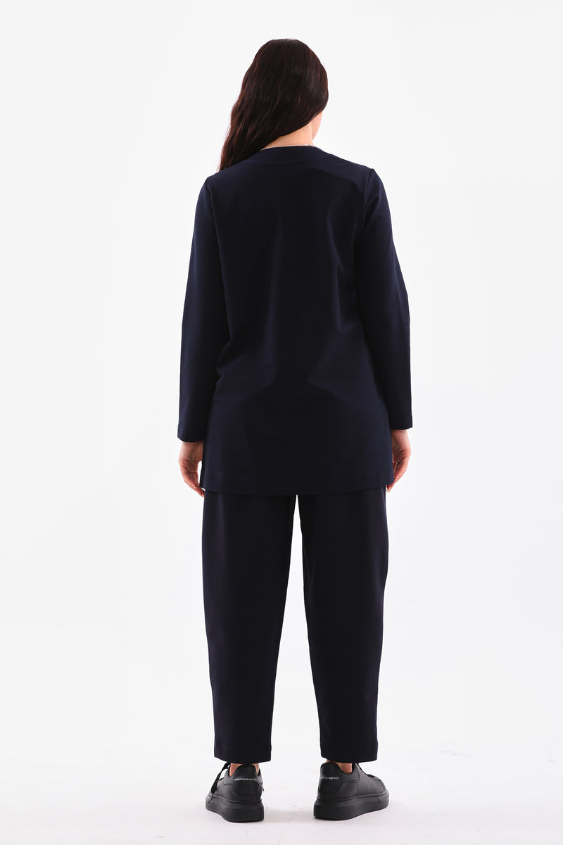 B&A Shoulder Button Sweatshirt Navy Blue