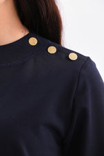 B&A Shoulder Button Sweatshirt Navy Blue