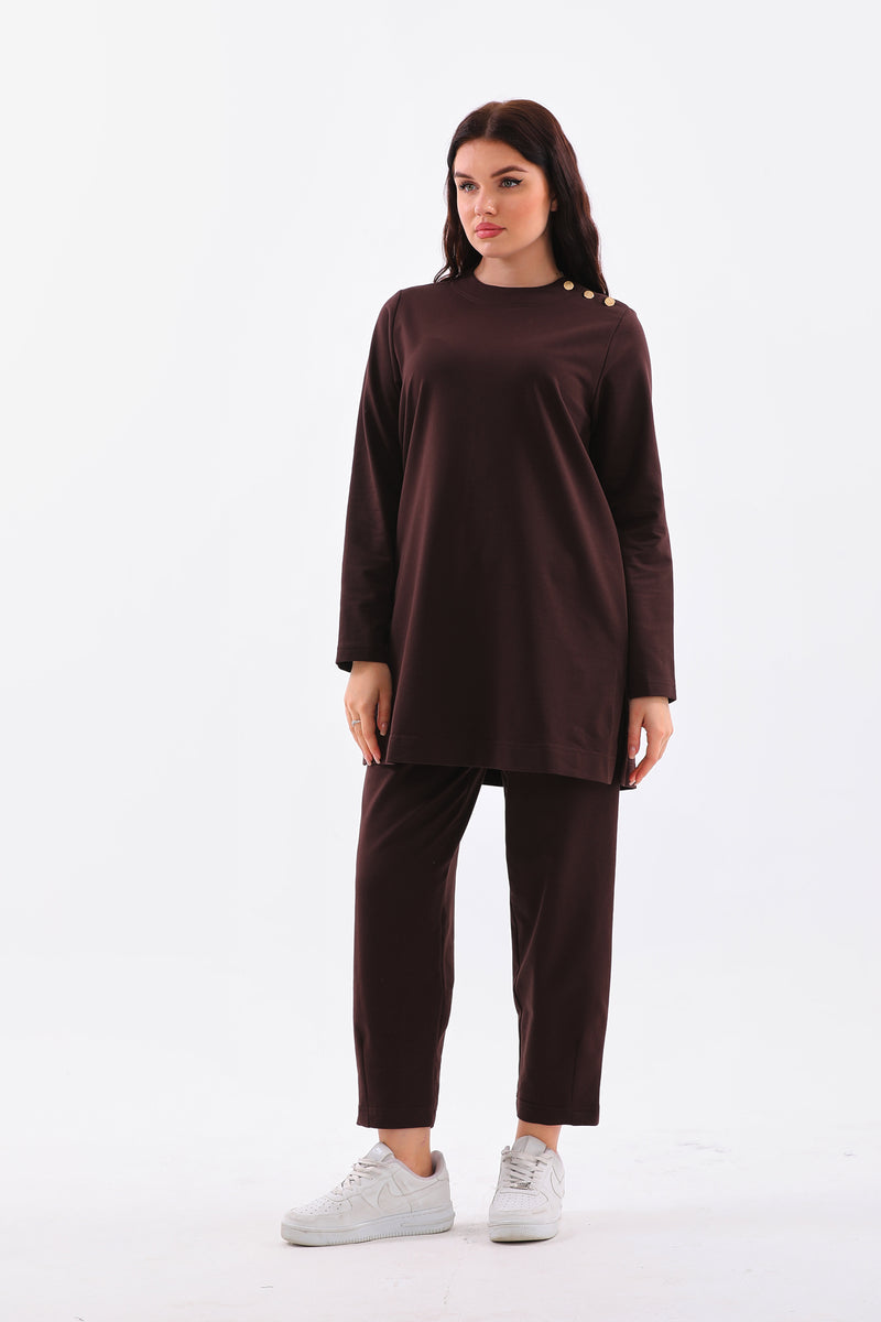 B&A Shoulder Button Sweatshirt Brown