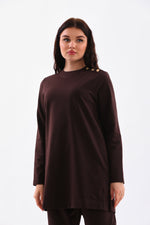 B&A Shoulder Button Sweatshirt Brown