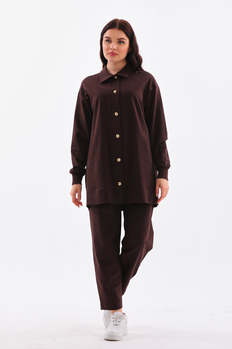 B&A Sun Button Sweatshirt Brown