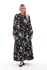 DL Red Binding Printed Dress Black