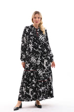 DL Red Binding Printed Dress Black