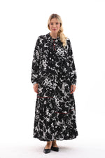 DL Red Binding Printed Dress Black