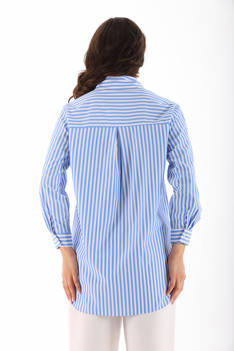 PN Striped Printed Shirt Blue&Ecru