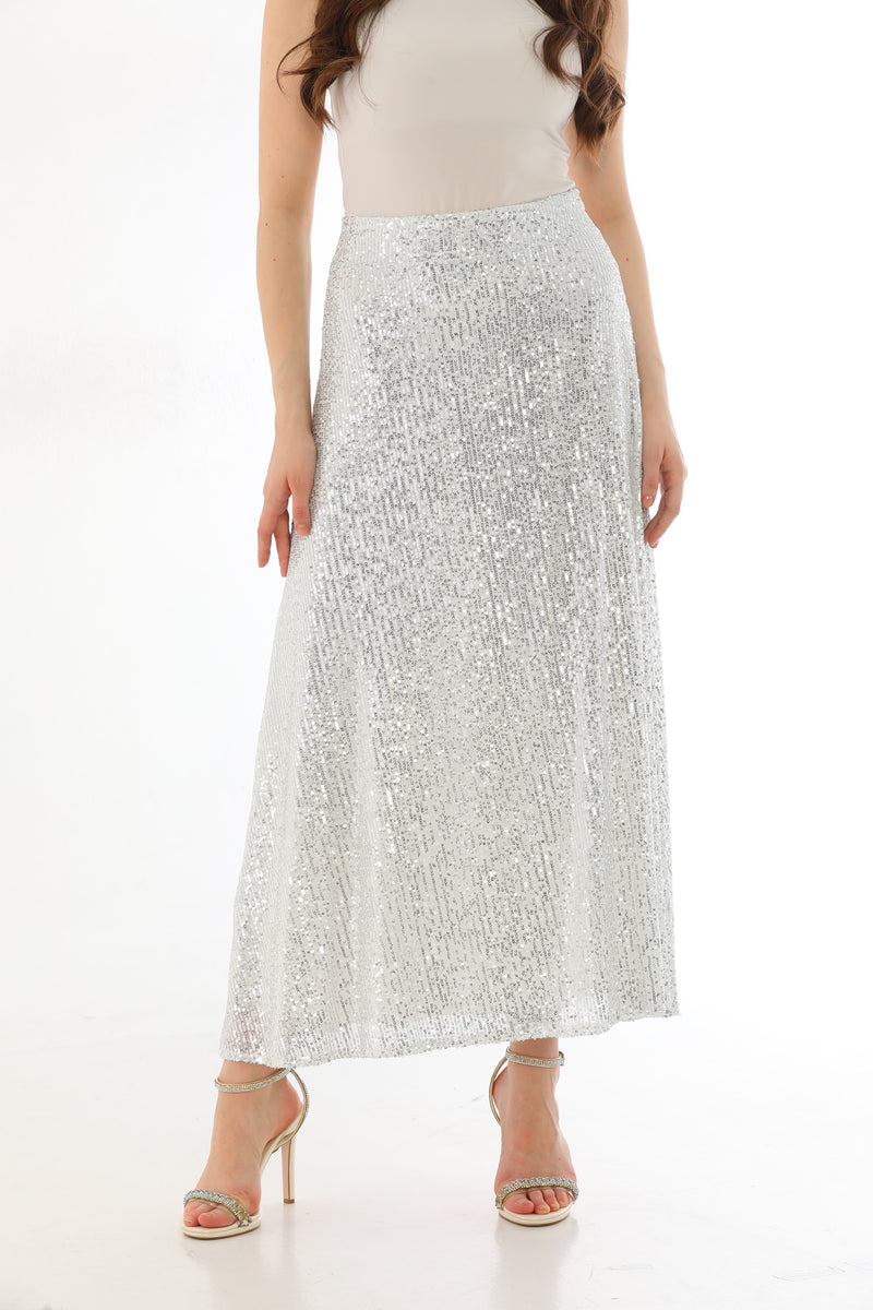 L&E Sequin Skirt Silver