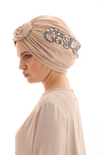 QF 1808 Rhinestone Handmade Turban Camel