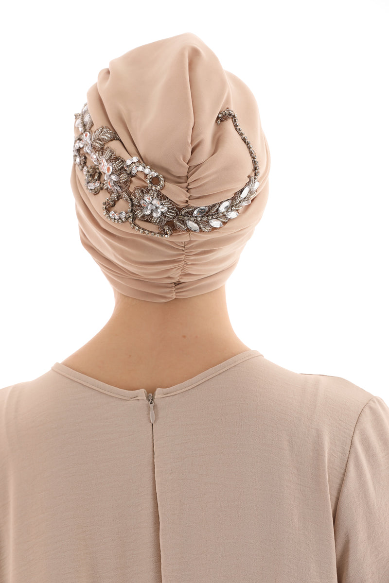 QF 1808 Rhinestone Handmade Turban Camel