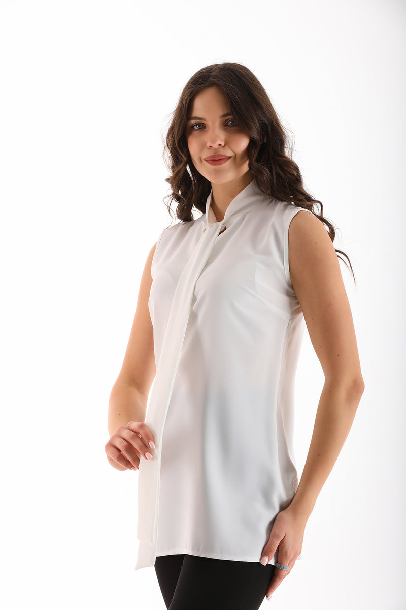 PM Sleeveless Blouse White