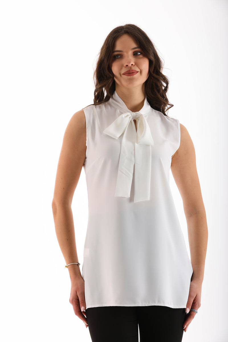 PM Sleeveless Blouse White