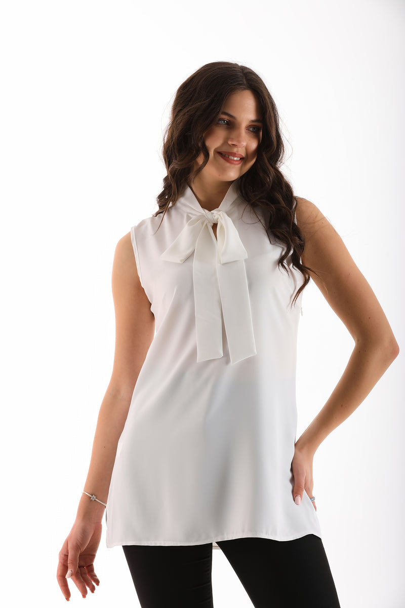 PM Sleeveless Blouse White
