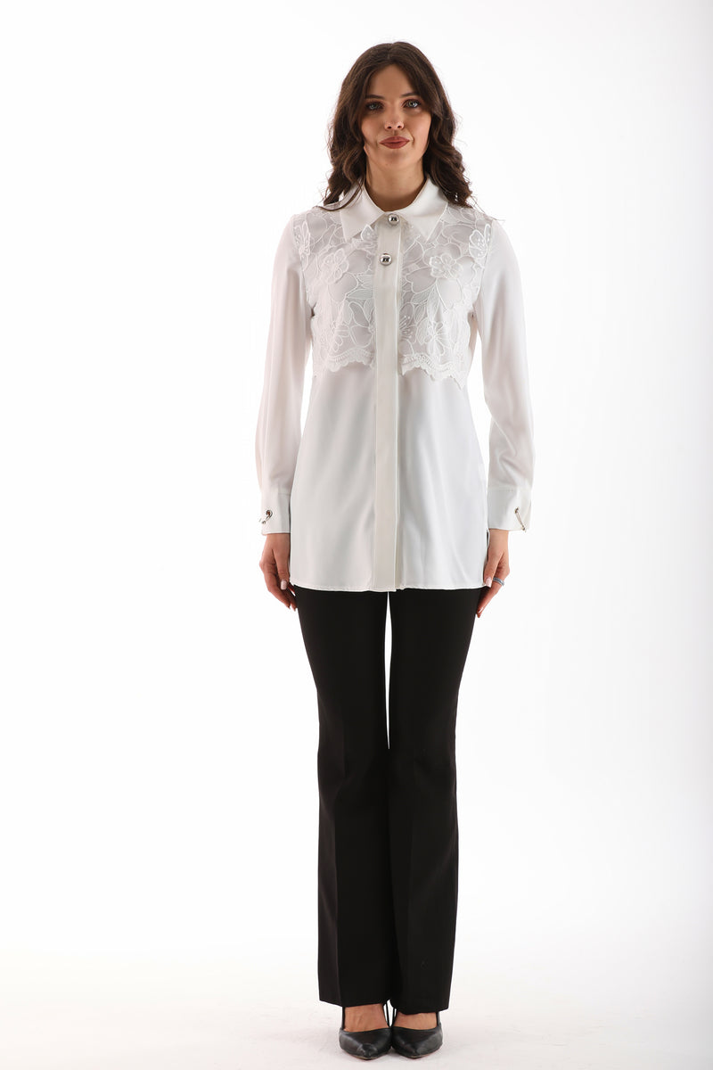 PM Embroidered Blouse White