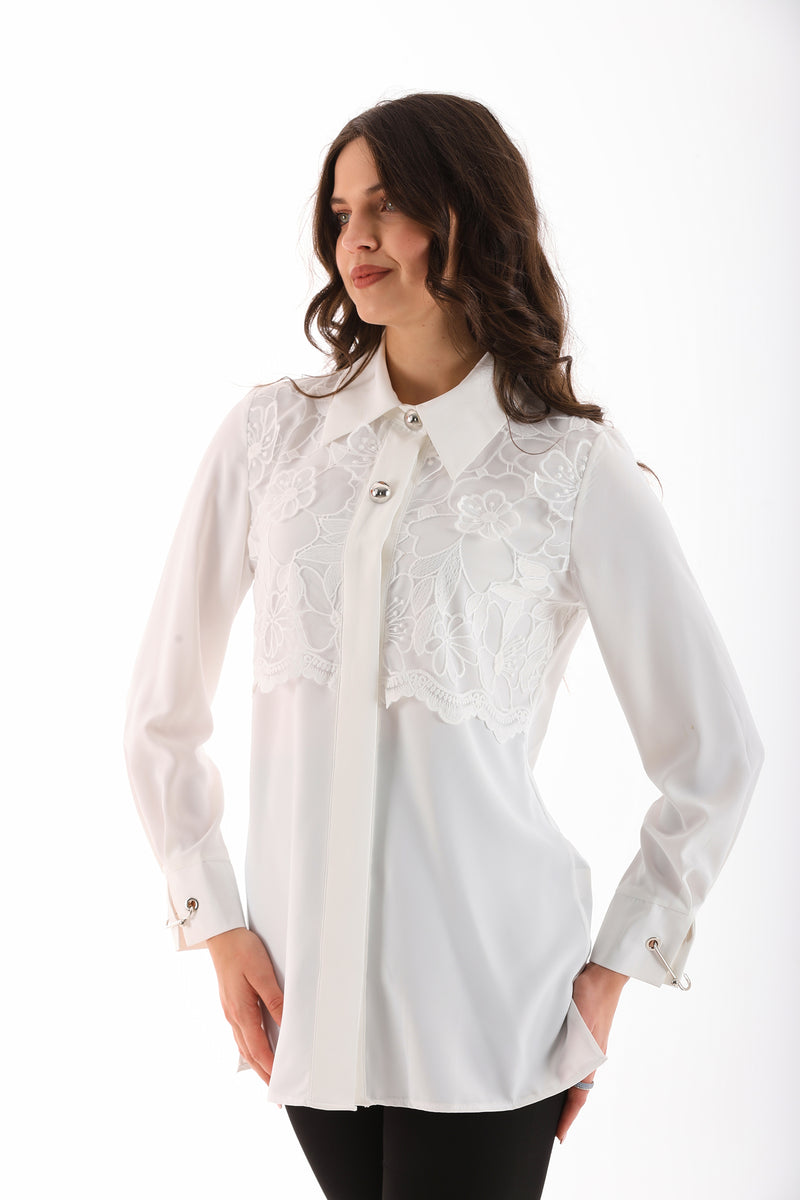 PM Embroidered Blouse White