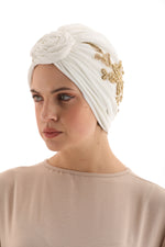 QF 1813A Rhinestone Handmade Turban Gold