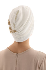 QF 1813A Rhinestone Handmade Turban Gold