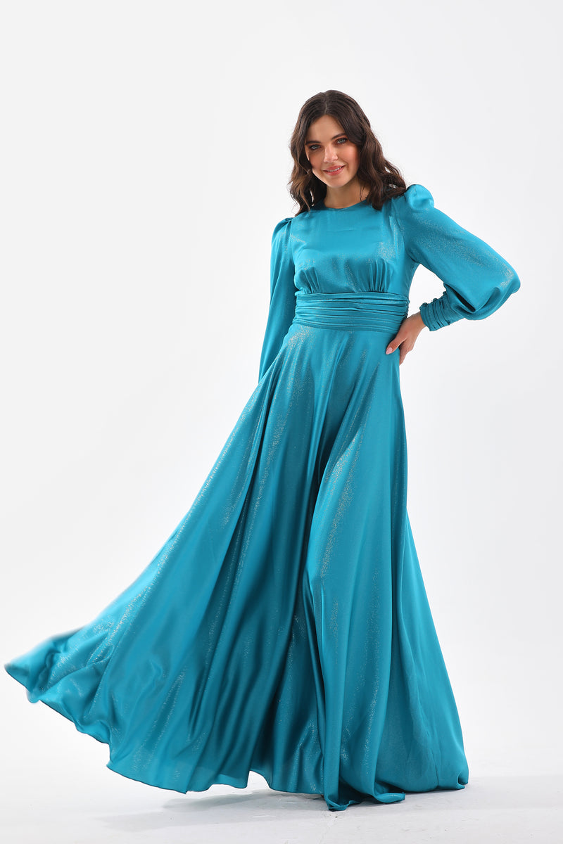 petrol blue satin dress DM River Special Occasion Dress Petrol Blue 12