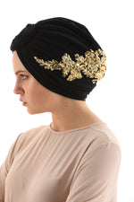 QF Sequin Handmade Turban Black