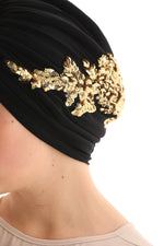 QF Sequin Handmade Turban Black